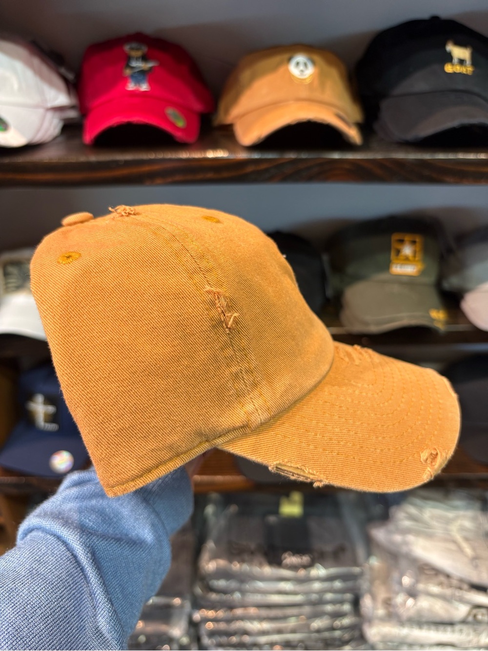 Panda Embroidered Distressed Cap - Tan - Picture 4 of 4